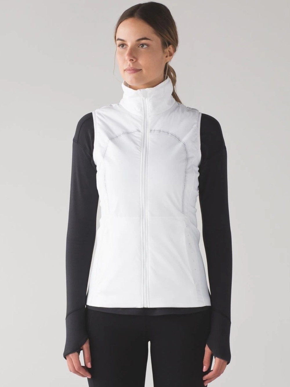 Lululemon Run For Cold Vest White Puffer Water Repellent Reflective size 6